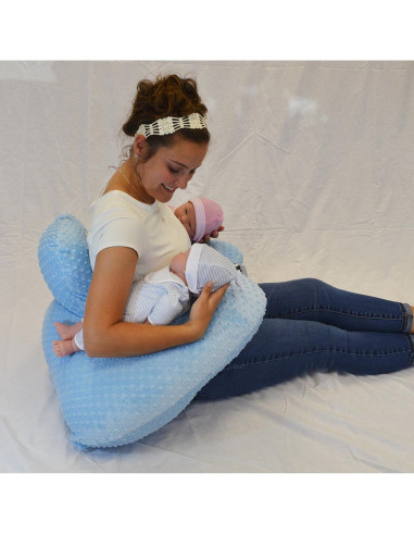 Cojín Twin Z Azul - Soporte para Gemelos, Lactancia y Reflujo