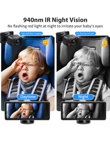 Cámara de Auto para Bebé Itomoro Doble Canal 6.8" HD 1080P