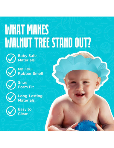 Gorro de Ducha para Bebés Walnut Tree Clip Azul - Protección Segura