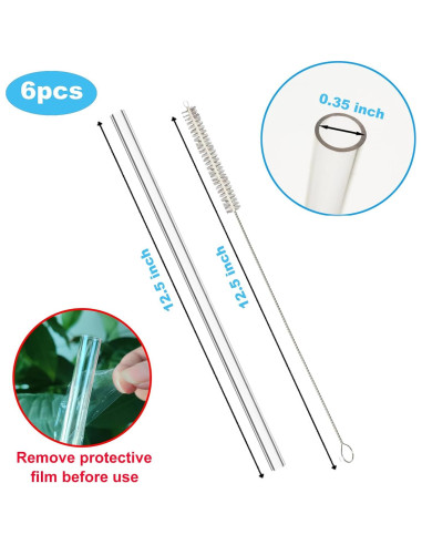 Pajitas Reutilizables Ajedrmy para Taza Stanley 40 oz - 6 Pzas