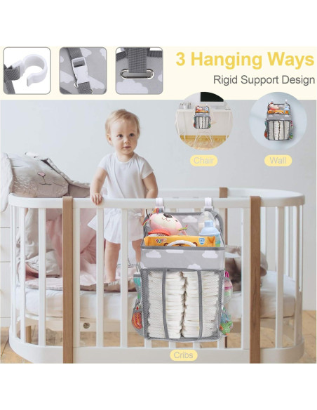 Organizador de Pañales Colgante Accmor Nube Gris 26.67x46.99cm Organizador de Pañales Colgante Accmor Nube Gris 26.67x46.99cm