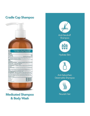 Champú y gel de baño medicado Happy Cappy 236.6 ml para bebés