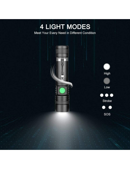 Linterna Táctica LED Hoxida 2000lm Recargable IPX6 Linterna Táctica LED Hoxida 2000lm Recargable IPX6
