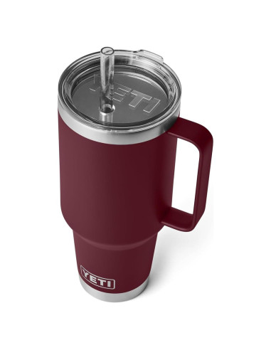 Taza Aislada YETI 1.24L con Pajilla Rojo Vino Salvaje