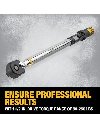 Llave de Torque Digital DEWALT 1/2" 50-250 lb-pie (7-339 Nm)