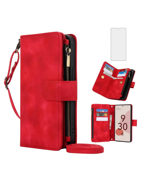 Funda Asuwish para Google Pixel 6 con tapa y soporte rojo Funda Asuwish para Google Pixel 6 con tapa y soporte rojo