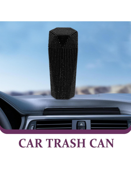 Basurero de Coche iplusmile con Tapa y Rhinestones Negro Basurero de Coche iplusmile con Tapa y Rhinestones Negro