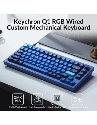Teclado Mecánico Keychron Q1 RGB 75% Personalizable Azul