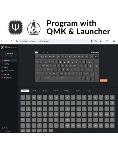 Teclado Mecánico Keychron Q1 RGB 75% Personalizable Azul Teclado Mecánico Keychron Q1 RGB 75% Personalizable Azul