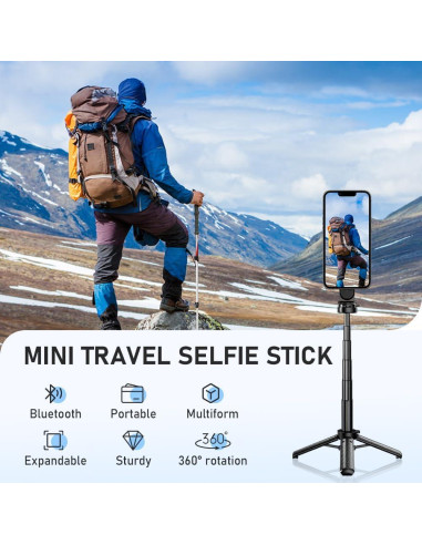 Bastón Selfie Multifuncional Ehnoge 4 en 1 Negro 40.64 cm