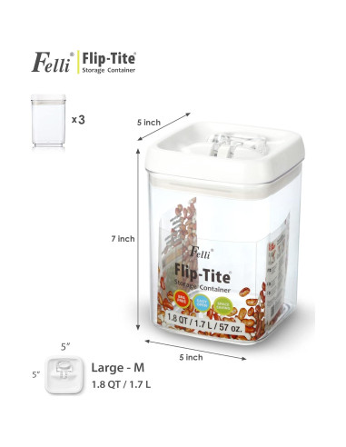 Contenedores de Almacenamiento Felli Flip-Tite 1.8L 3 Piezas