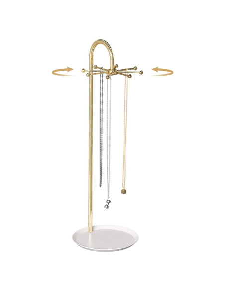 Soporte Giratorio de Joyería Coward Dorado para Collares y Pulseras Soporte Giratorio de Joyería Coward Dorado para Collares y Pulseras