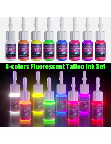 Set de Tinta Fluorescente para Tatuajes DMTATTOO 8 Colores 5ml