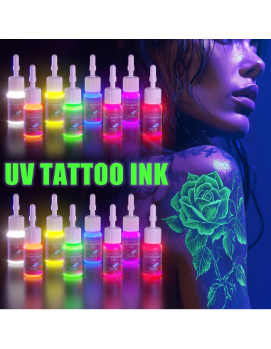 Set de Tinta Fluorescente para Tatuajes DMTATTOO 8 Colores 5ml