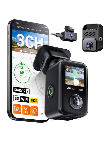 Cámara Dash Vantrue E360 Plus 3 Canales 2.7K GPS WiFi Cámara Dash Vantrue E360 Plus 3 Canales 2.7K GPS WiFi