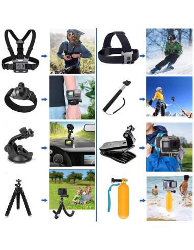 Kit de Accesorios para Cámara de Acción TANSUO 28 en 1