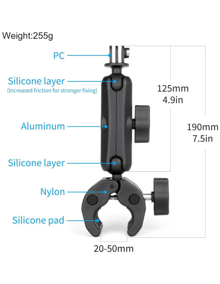 Soporte Super Clamp SOONSUN con Doble Cabezal de Bola 360 Soporte Super Clamp SOONSUN con Doble Cabezal de Bola 360