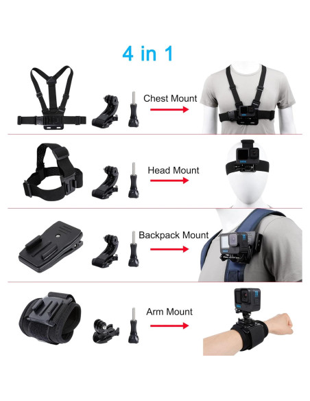 Juego de Accesorios GoPro PellKing PK-CDS + Soporte y Correas Juego de Accesorios GoPro PellKing PK-CDS + Soporte y Correas