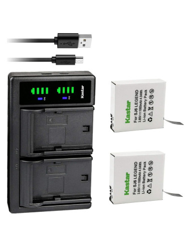 Kastar Paquete 2 Baterías Litio-Ion y Cargador USB SJCAM SJ6