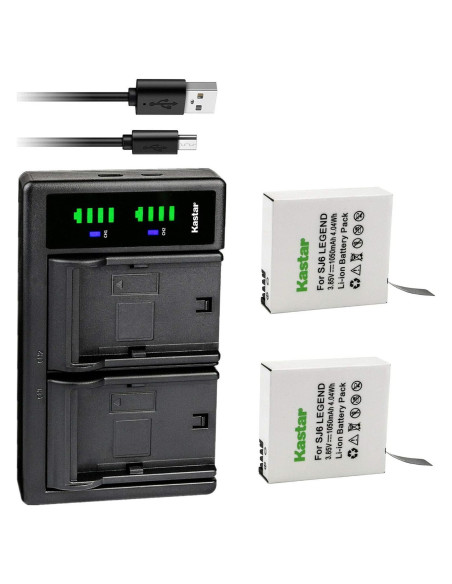 Kastar Paquete 2 Baterías Litio-Ion y Cargador USB SJCAM SJ6 Kastar Paquete 2 Baterías Litio-Ion y Cargador USB SJCAM SJ6