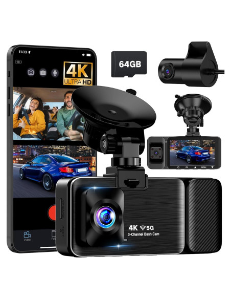 Cámara Dash 4K LECTRUS K02 Pro 3 Canales con WiFi 5G Cámara Dash 4K LECTRUS K02 Pro 3 Canales con WiFi 5G