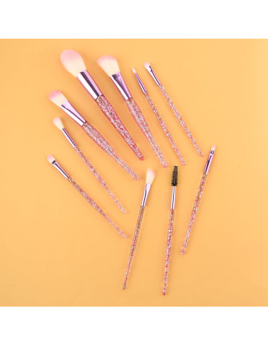 Juego de Brochas de Maquillaje WLLHYF 10 Piezas Rosa Brillante