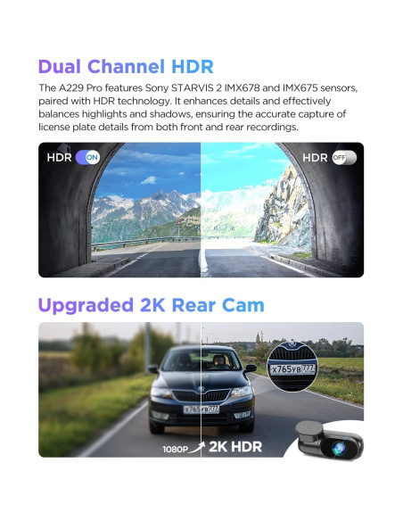 Cámara Dash VIOFO A229 Pro 4K HDR Doble Sensor 2CH Cámara Dash VIOFO A229 Pro 4K HDR Doble Sensor 2CH
