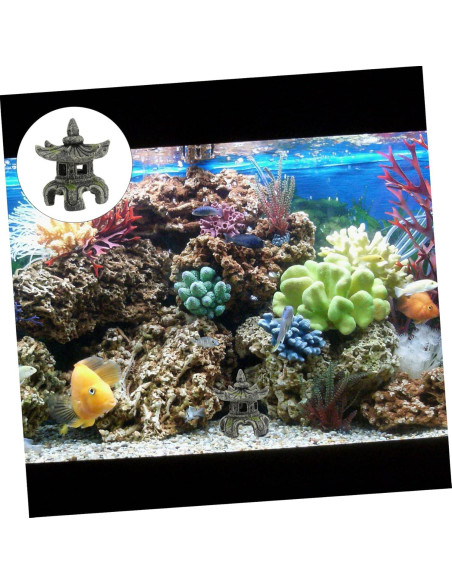 Adorno de Acuario Pabellón Zen FOMIYES 10x8cm Gris Oscuro Adorno de Acuario Pabellón Zen FOMIYES 10x8cm Gris Oscuro