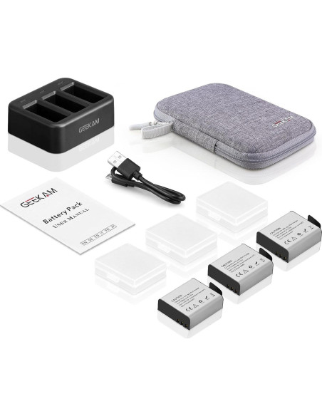 Baterías recargables 1350mAh GeeKam para cámaras de acción Baterías recargables 1350mAh GeeKam para cámaras de acción