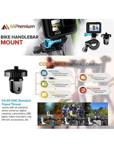 Soporte de Manillar para Bicicleta MiPremium - Compatible con GoPro