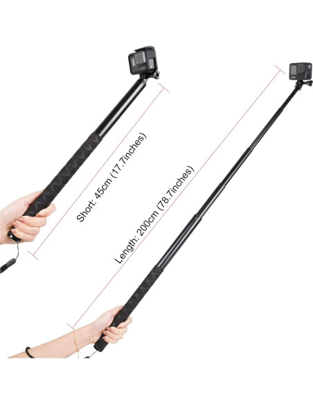 Palo de Selfie Extensible PellKing 45-200 cm para GoPro y DJI Palo de Selfie Extensible PellKing 45-200 cm para GoPro y DJI