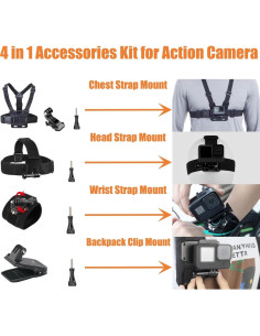 Kit de Accesorios Universal 4 en 1 para Cámara de Acción KUANVE 2
