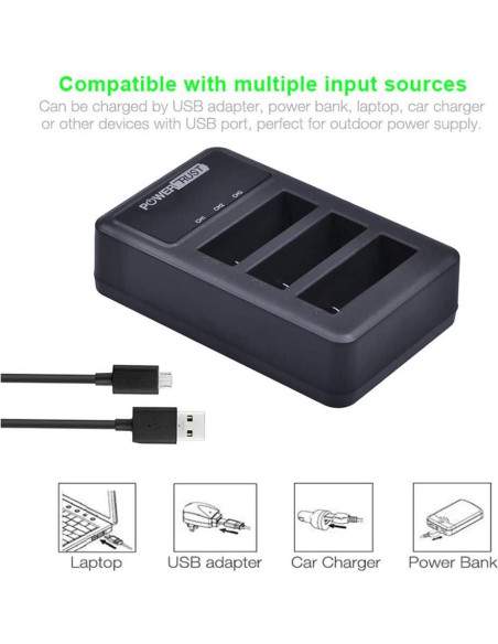 Paquete de 3 Baterías Recargables AZ16-1 + Cargador USB PowerTrust Paquete de 3 Baterías Recargables AZ16-1 + Cargador USB PowerTrust