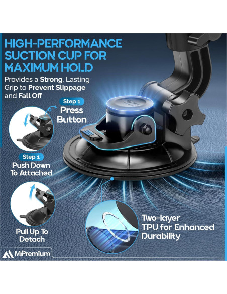 Soporte de Ventosa MiPremium para GoPro Hero 13-3 y Cámaras de Acción Soporte de Ventosa MiPremium para GoPro Hero 13-3 y Cámaras de Acción