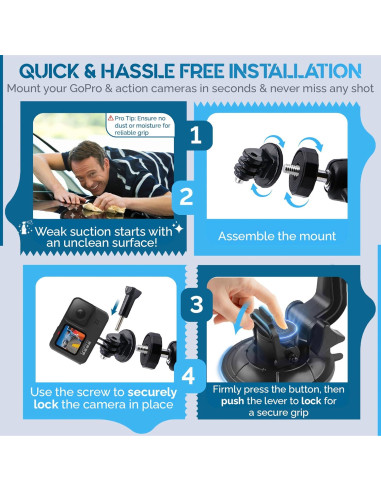 Soporte de Ventosa MiPremium para GoPro Hero 13-3 y Cámaras de Acción