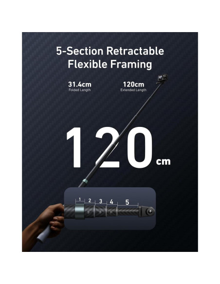 Palo Selfie Extensible TELESIN 1.2m Fibra de Carbono Impermeable Palo Selfie Extensible TELESIN 1.2m Fibra de Carbono Impermeable