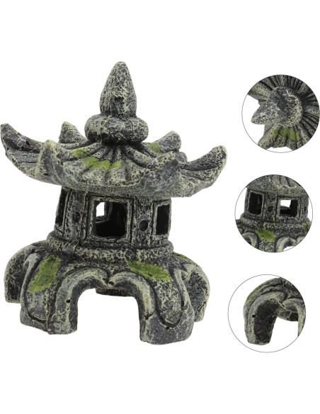 Adorno de Acuario Pabellón Zen FOMIYES 10x8cm Gris Oscuro Adorno de Acuario Pabellón Zen FOMIYES 10x8cm Gris Oscuro