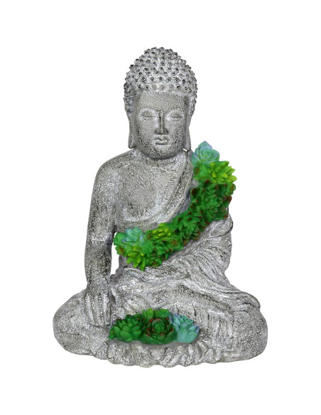 Estatua de Jardín Buda Exhart Solar con Suculentas LED 36.8 cm Estatua de Jardín Buda Exhart Solar con Suculentas LED 36.8 cm