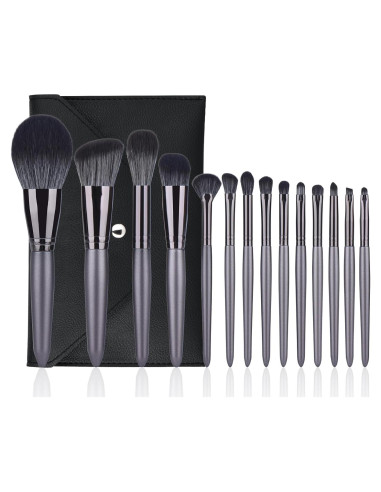 Juego de Brochas de Maquillaje SHELWIN 14 Piezas Gris