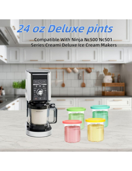 Pints Helado Ninja Creami 24oz 4 Pack Rosa/Verde/Azul/Amarillo Pints Helado Ninja Creami 24oz 4 Pack Rosa/Verde/Azul/Amarillo