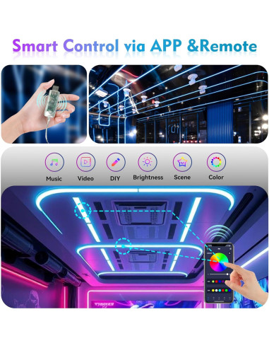 Cinta LED Neón 5M XSY con Control Remoto y APP, Impermeable