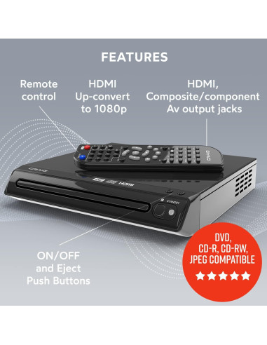 Reproductor de DVD HDMI Craig CVD401A Compacto 1080p