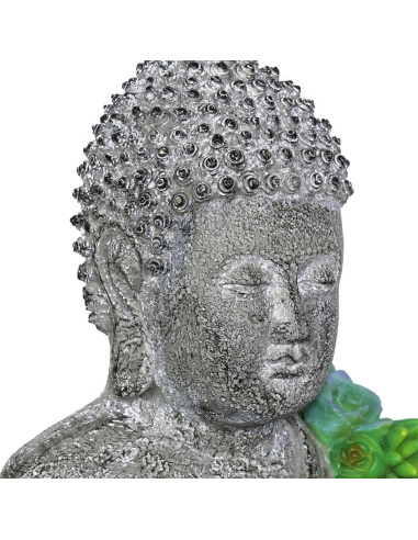 Estatua de Jardín Buda Exhart Solar con Suculentas LED 36.8 cm