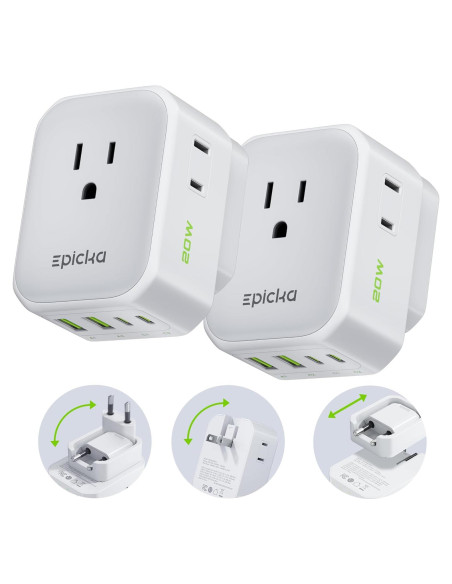 Adaptador de Enchufe Híbrido Epicka 8 en 1 con 4 USB Adaptador de Enchufe Híbrido Epicka 8 en 1 con 4 USB