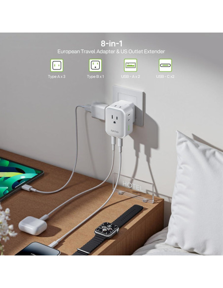 Adaptador de Enchufe Híbrido Epicka 8 en 1 con 4 USB Adaptador de Enchufe Híbrido Epicka 8 en 1 con 4 USB