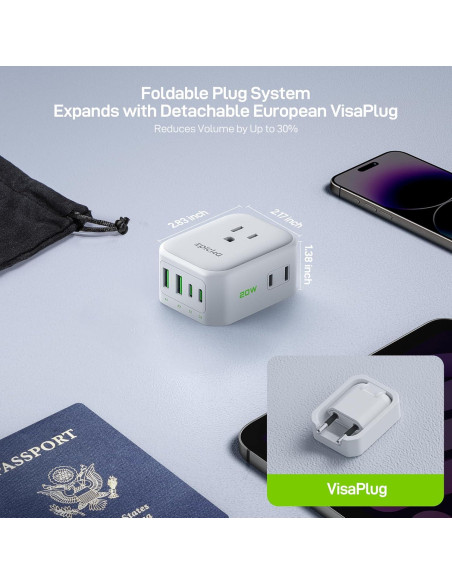 Adaptador de Enchufe Híbrido Epicka 8 en 1 con 4 USB Adaptador de Enchufe Híbrido Epicka 8 en 1 con 4 USB