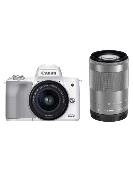Cámara Canon EOS M50 Mark II Blanca + Lentes 15-45mm y 55-200mm Cámara Canon EOS M50 Mark II Blanca + Lentes 15-45mm y 55-200mm