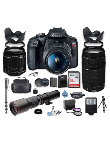 Cámara DSLR Canon EOS Rebel 2000D con Lentes 18-55mm y 75-300mm
