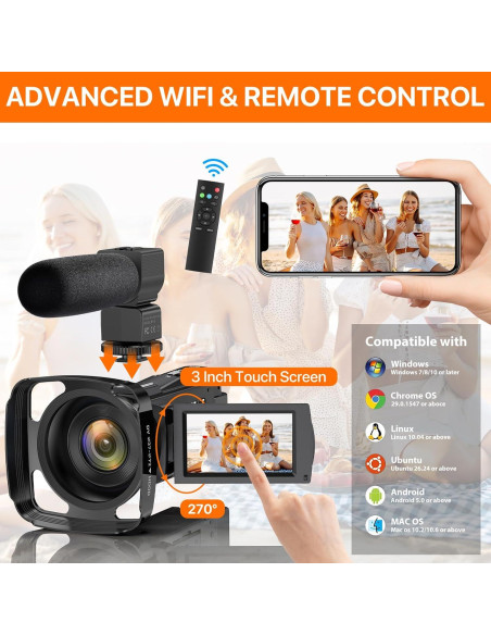 Cámara de Video 5K NINIVISION 48MP WiFi Pantalla Táctil 3" Cámara de Video 5K NINIVISION 48MP WiFi Pantalla Táctil 3"