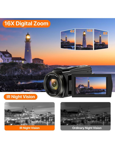 Cámara de Video 5K NINIVISION 48MP WiFi Pantalla Táctil 3"